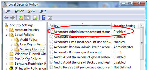 Activate Vista hidden Administrator Account active:yes