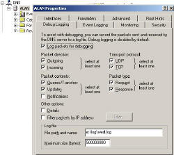 DNS Debug Logging Packet collect query notifications