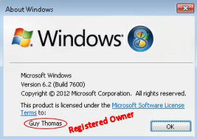 RegisteredOwner Registry Windows 8