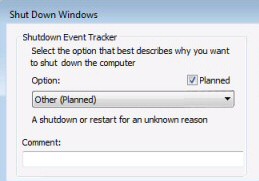 Turn off Shutdown Event Tracker in Windows Server 2003