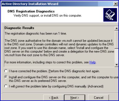 DCPROMO DNS Windows Server 2003.