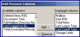 Storage Limits Mailbox Add / Remove Columns Exchange 2003