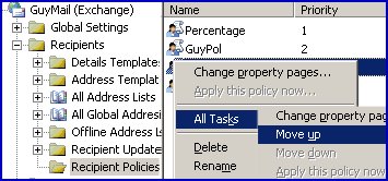 Recipient Policy Apply this policy now Exchange 2003