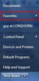 Windows 7 Menu Favorites