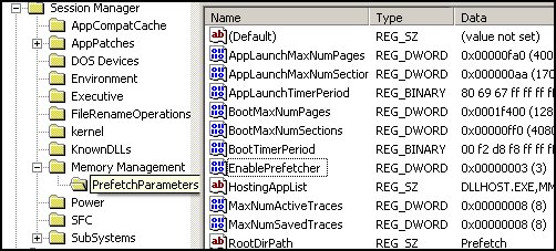 Prefetch Windows XP EnablePrefetcher registry setting