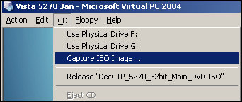 Install Vista Beta 2 on Virtual PC - Capture ISO Image