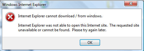 Internet Explorer cannot download / from windows