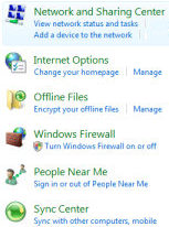 Network and Internet Section Windows Vista