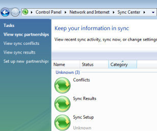 Windows Vista Sync Center
