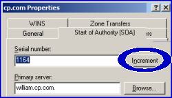 Increment DNS in Windows Server 2003