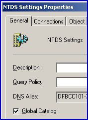 Global Catalog Servers NTDS Settings
