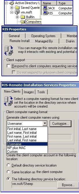 RIS Install Tab Remote Install Tab Active Directory Users and Computers