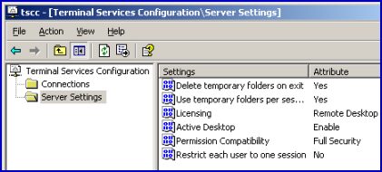 tscc terminal services configuration server settings (Remote Desktop)