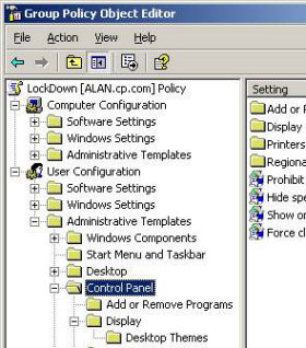 control display screen windows 2003