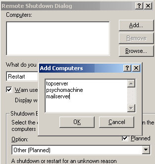 Windows 2003 Remote Shutdown