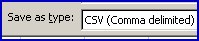 Excel Save as type CSV Comma delimited