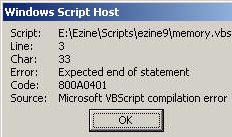 Code 800A0401 - Expected end of statement