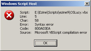 vbscript error 800a03ea