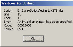 Code  80072032 - An invalid dn syntax
