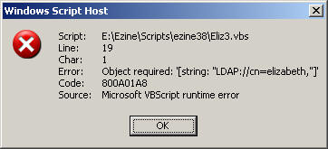 WSH error message Error 800A01A8