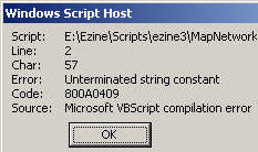Code 800A0409 - Error Unterminated string constant
