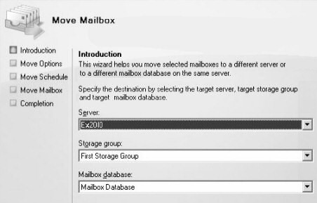 Exchange Server 2010 Move Mailbox Wizard