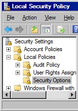 Local Security Polciy.  Turn Off nagging Server 2008 UAC