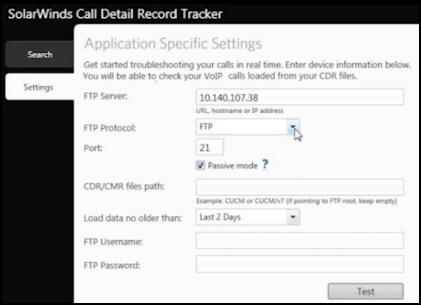 SolarWinds CDR Tracker Setup