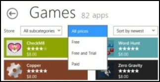 Vinduer App Store Spil