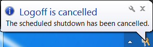 Windows 8 Shutdown cancel /a