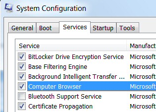 Microsoft Windows 8 MSConfig Services