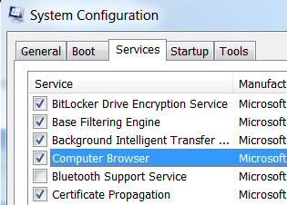 Microsoft Windows 8 MSConfig Services