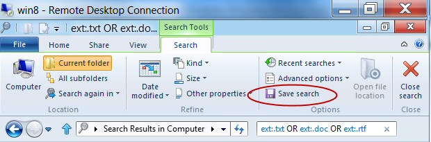 Windows 8 Search Save