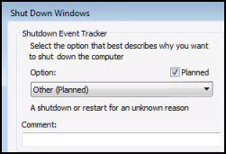 Turn off Shutdown Event Tracker in Windows Server 2003