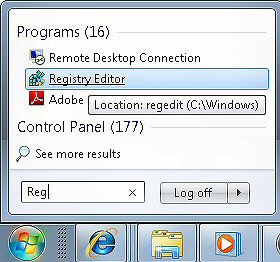 Start - Regedit Windows 7